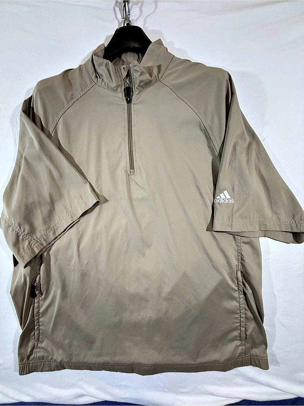 adidas Climaproof Short Sleeve Half-Zip Golf Windbreaker Beige XL